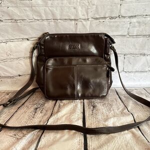 Relic Brown Faux Leather Crossbody Bag